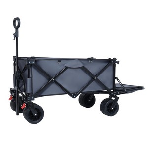 Foldable Wagon with Extended Tailgate, Extra Long Extender Wagon Cart,Beach Wagon Cart Heavy Duty 400LBS with Large All-Terrain Beach Wheels - 1 of 4