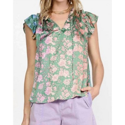 Women's Floral Color Block Printed Blouse - current air