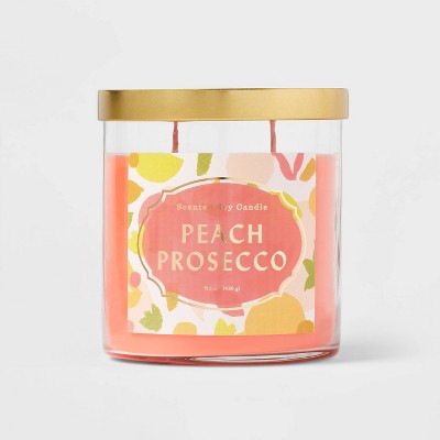 15.1oz Lidded Glass Jar 2-Wick Candle Peach Prosecco - Opalhouse™
