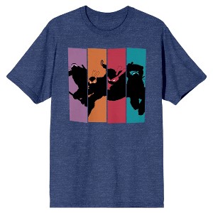 TMNT Silhouette Four Color Strip Men's Navy Heather T-shirt - 1 of 3