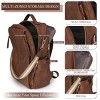 INFURNIC Backpacks Women Retro PU Leather Backpack Multi Function Large Capacity Stylish Travel Work Bag, Brown, 13.26"*16.77"*2.34" - 3 of 4