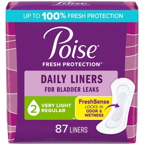 Poise Daily Incontinence Liners - Regular - 2 Drop Very Light - 87ct - 1 of 4