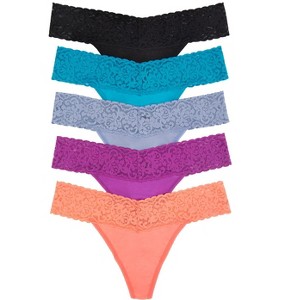 Felina Super Stretchy Lace Top Low Rise Thong | 5-Pack - 1 of 1