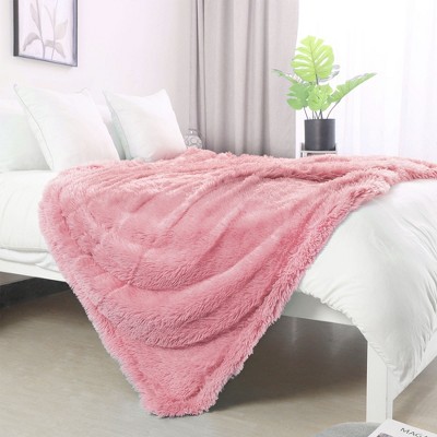 1 Pc Twin Microfiber Plush Lightweight Bed Blankets Pink - PiccoCasa