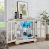 Vynxaria LED Curio Display Cabinet: Antique Design with Adjustable Shelves, Lattice Doors, Elegant Bookcase & Storage for Home Decor. - 3 of 4