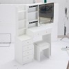NicBex Vanity Table with Stool,Vanity Desk with Touch LED Mirror,Makeup Vanity with Multi Layer Capacity Storage,Dressing Table for Bedroom,White - 2 of 4