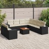vidaXL Patio Sofa Set with Cushions Outdoor Furniture 10 Piece Poly Rattan - Black and Cream - 2 of 4