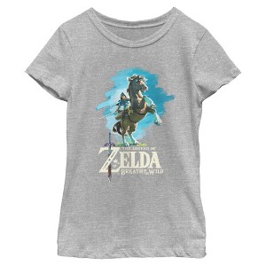 Girls Nintendo Legend of Zelda Breath of the Wild Link Epona T Shirt - 1 of 4