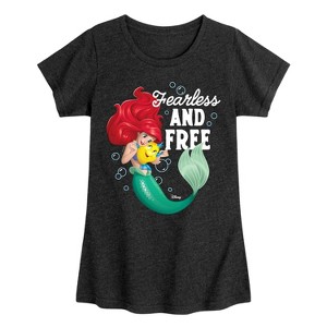 Girls' - Disney Princess - Ariel and Flounder Fearless and Free Fitted Short Sleeve Graphic T-Shirt - 1 of 4