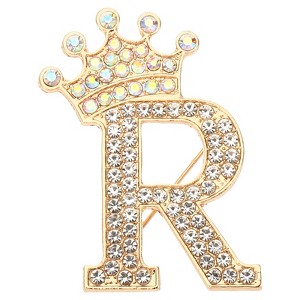 Unique Bargains Women Rhinestone Initial Alphabet Badges Pins and Clips - 1 of 4