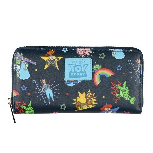 Disney Toy Story Wallet Allover Character Design Full Zip Around Faux Leather Clutch Multicolored - 1 of 4