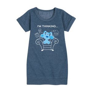 - Blue's Clues & You! - Blue's Thinking Chair Graphic Short Sleeve Fleece Dress - 1 of 4