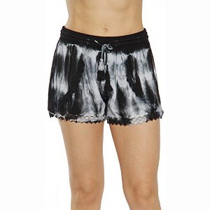 Riviera Sun Women's Tie-Dye Boho Shorts – Lightweight Rayon Summer Lounge Shorts with Crochet Trim and Drawstring Waist - 1 of 1