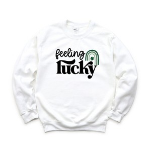 Simply Sage Market Women's Graphic Sweatshirt Feeling Lucky Rainbow - 1 of 3