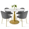 Harris+Nano 5-Piece Round-Shaped Dining Table Set With 4 Tufted Velvet Upholstered Chairs Gold Legs -Maison Boucle - 2 of 4