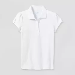 Girls' Short Sleeve Interlock Uniform Polo Shirt - Cat & Jack™ White