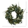 Nearly Natural 24” Eucalyptus, Dancing Lady Orchid and Mixed Greens Artificial Wreath - 2 of 4
