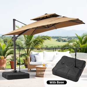 Crestlive Products 9'X11' Double Top Cantilever Umbrella Outdoor 360° Rotation 6 Heights Adjustable Offset Umbrella with Metal Pole and Base - 1 of 4