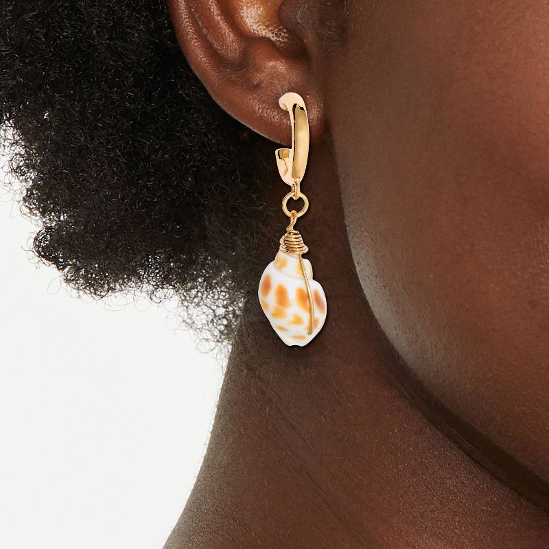 Shell Drop Hoop Earrings - A New Day&#8482; Brown/Gold, 2 of 4