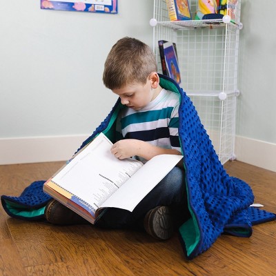 Blue and Green Reversible Fleece Weighted Kids Blanket