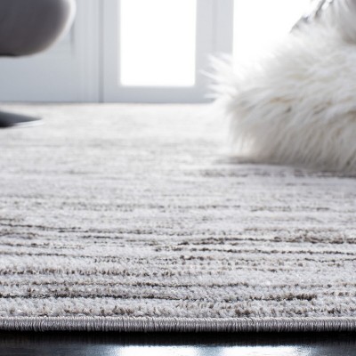 Grey and Light Grey Synthetic Abstract Runner Rug 2'2" x 9'