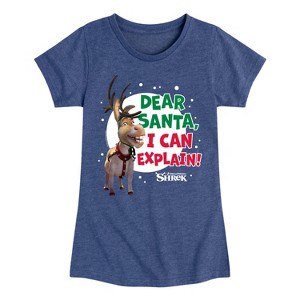 Girls' - Shrek - Dear Santa I Can Explain Fitted Short Sleeve Graphic T-Shirt - 1 of 4