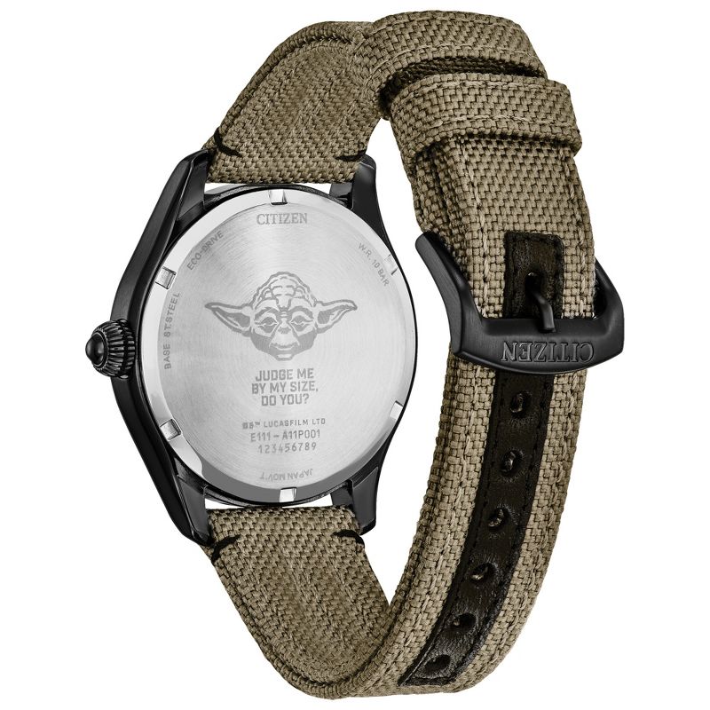 Citizen Star Wars Eco-Drive featuring Yoda 3-hand Grey IP Tan Canvas Strap, 4 of 7