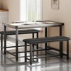 Dining Table with 2 Benches, Kitchen Table with 2 Upholstered Benches Rectangular Space Saving for ApartmentRectangular Space Saving for Apartment - 2 of 4