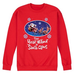 Men's - The Year Without a Santa Claus - Santa Sleigh and Reindeer Graphic Fleece Sweatshirt - 1 of 4