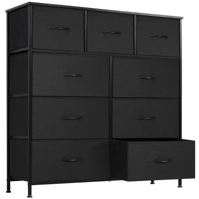 FURNIinspire Dressers 9 Drawer Fabric Tall Dresser Tower Closet Storage Chest of Drawers for Bedroom Nursery, Black, 11.8"*39.37"*39.37"