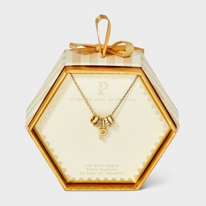 14K Gold Dipped Cubic Zirconia Rondelle Initial Necklace - A New Day™ Gold - 1 of 4