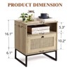 Rattan End Table with Drawer and Shelf, Boho Nightstand and Farmhouse Accent Table for Bedroom or Living Room - 3 of 4
