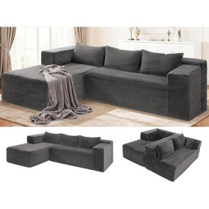 Homdox 109" Cloud Sectional Couch - Ultra Comfy Boneless L-Shape Sofa, Deep Seat Corduroy Fluffy Couch for Living Room Decor - 1 of 4