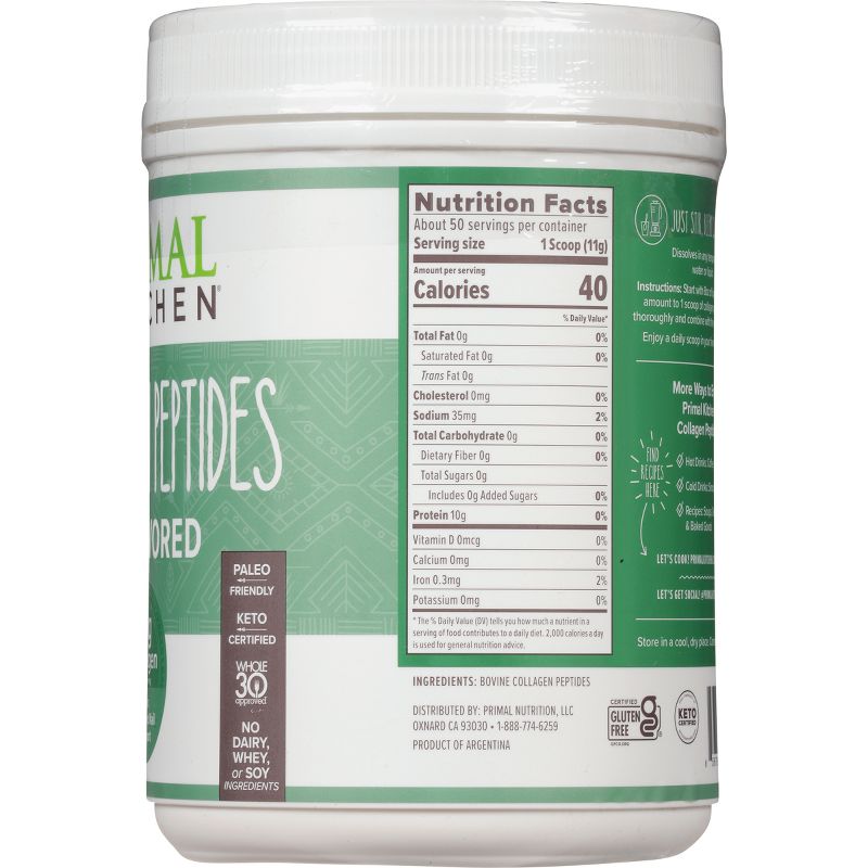 Primal Kitchen Grass Fed Collagen Peptides Supplement Powder - 1.2lbs, 3 of 14