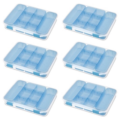 Sterilite Divided Case, Stackable Plastic Small Storage Container With  Latch Lid, Organize Crafts, Small Hardware Items, Clear With Blue Trays,  6-pack : Target