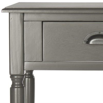 Transitional Gray Pine and Metal Demilune Console with Storage