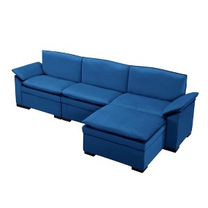 117.7" Charcoal Velvet U-Shaped Sofa - Luxury Ottoman Set with Stain-Resistant Fabric - 1 of 4