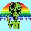 Adult Design By Humans Alien Peace Pride Retro Stripes By Tomoken Racerback Tank Top - 2 of 2