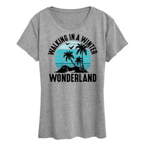Women's - Instant Message - Walking In A Winter Wonderland Beach Christmas Short Sleeve Graphic T-Shirt - 1 of 4