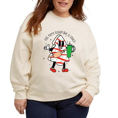 Plus Size Christmas Sweatshirts Tops with Crew Neck Long Sleeve Funny Sayings Pullover Sweat Shirts Christmas Slogan Plus Size Sweatshirts