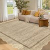 Scalloped Washable Bordered Living Room Bedroom Rug, Ultra Thin Non Slip Indoor Farmhouse Carpet for Dining Room - 2 of 4