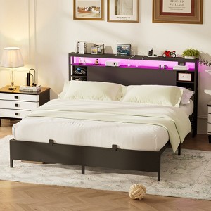 Aheaplus Bed Frame with Charging Station and RGB LED Lights - 1 of 4