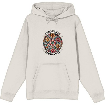 Orgullo Hispano Mosaic Flower Art Adult Sand Long Sleeve Hoodie-3XL