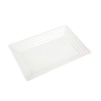 Smarty Had A Party 9" x 13" White Rectangular with Groove Rim Plastic Serving Trays (24 Trays)