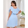 Plus Size Rullfe Neck Line Square Neck Wedding Guest Party Dress - 2 of 4