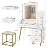 Karl Home | White Makeup Vanity Set With 9 LED Bulbs, Cushioned Stool, 3 Storage Shelves And 4 Drawers - 3 of 4