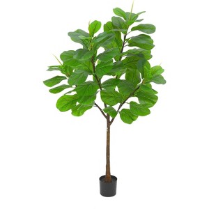 Acekool 5 Ft Faux Ficus Tree with Silk Leaves, Lifelike Trunk & Pot – Indoor & Outdoor Artificial Plant for Home, Office & Patio Decor - 1 of 4