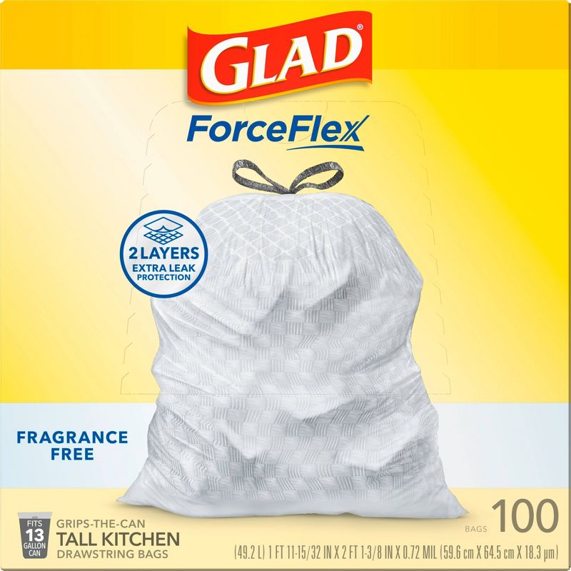Glad ForceFlex Drawstring Fragrance Free Trash Bags - 13 Gallon - 100ct, 5 of 17