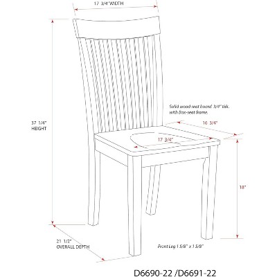 Cherry Solid Wood High Slat Back Parsons Side Chair Set