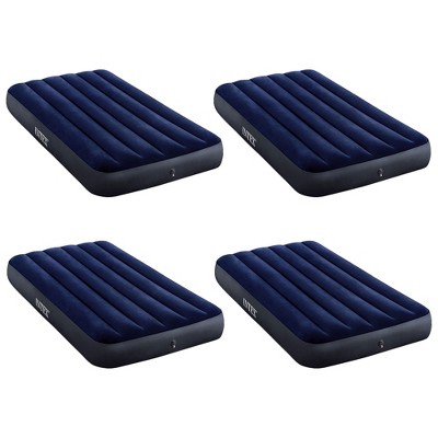 Intex Twin Size Vinyl Standard Downy Air Mattress with Dura-Beam Technology, Quality Tested Plush Top and 2-in-1 Valve, 4 Pack, Blue